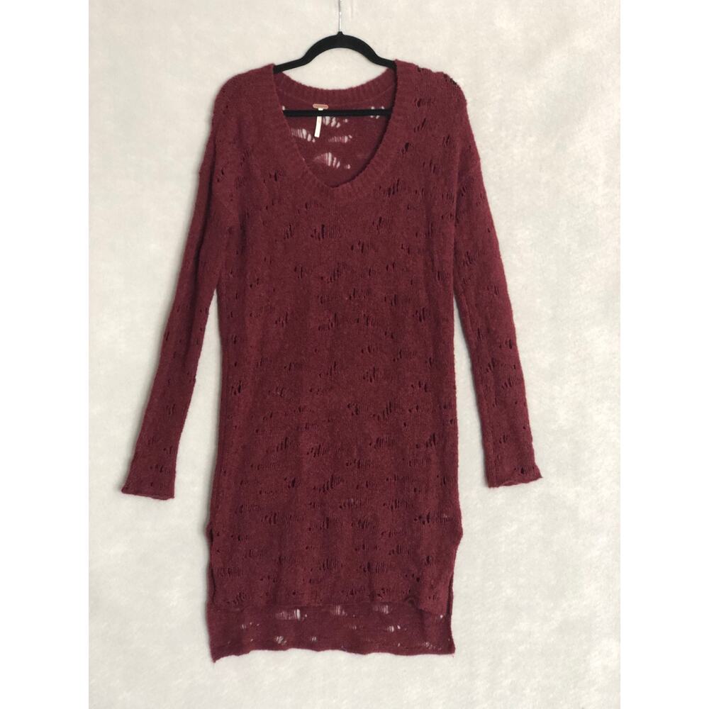 Free People Burgundy Knit Mini Dress